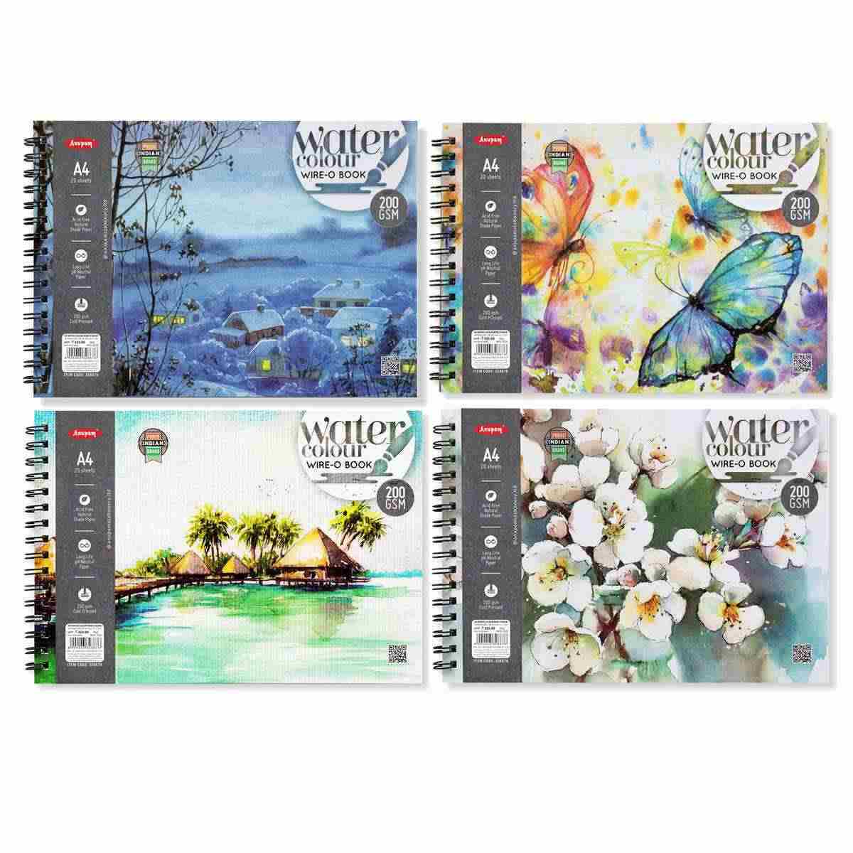 Anupam A4 Watercolor Sketchbook (200 GSM) (20 Sheets)