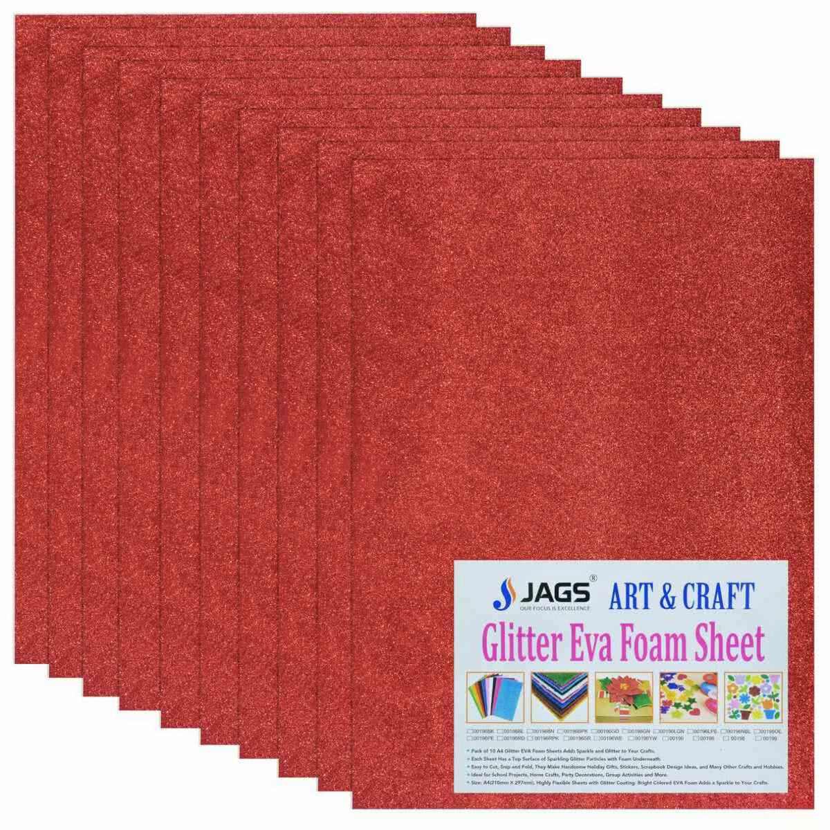 JustKraft A2 Glitter Foam Sheet Red