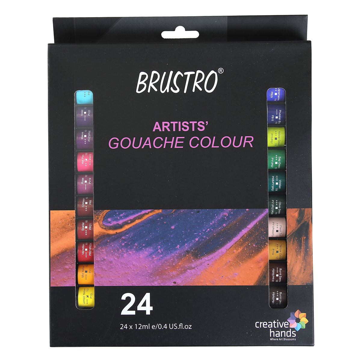 Brustro Artists Gouache Color Set of 24 Colors x 12 ml Tubes