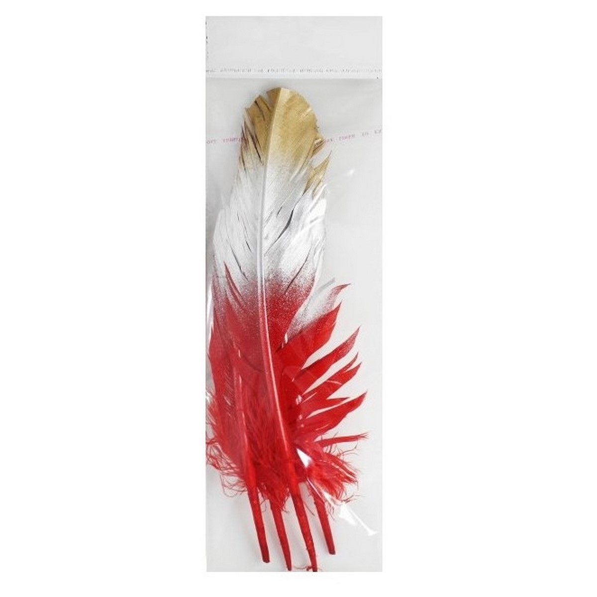 Artificial Feather Red/Silver/Gold (12 Inch Long) (Pack of 5) For