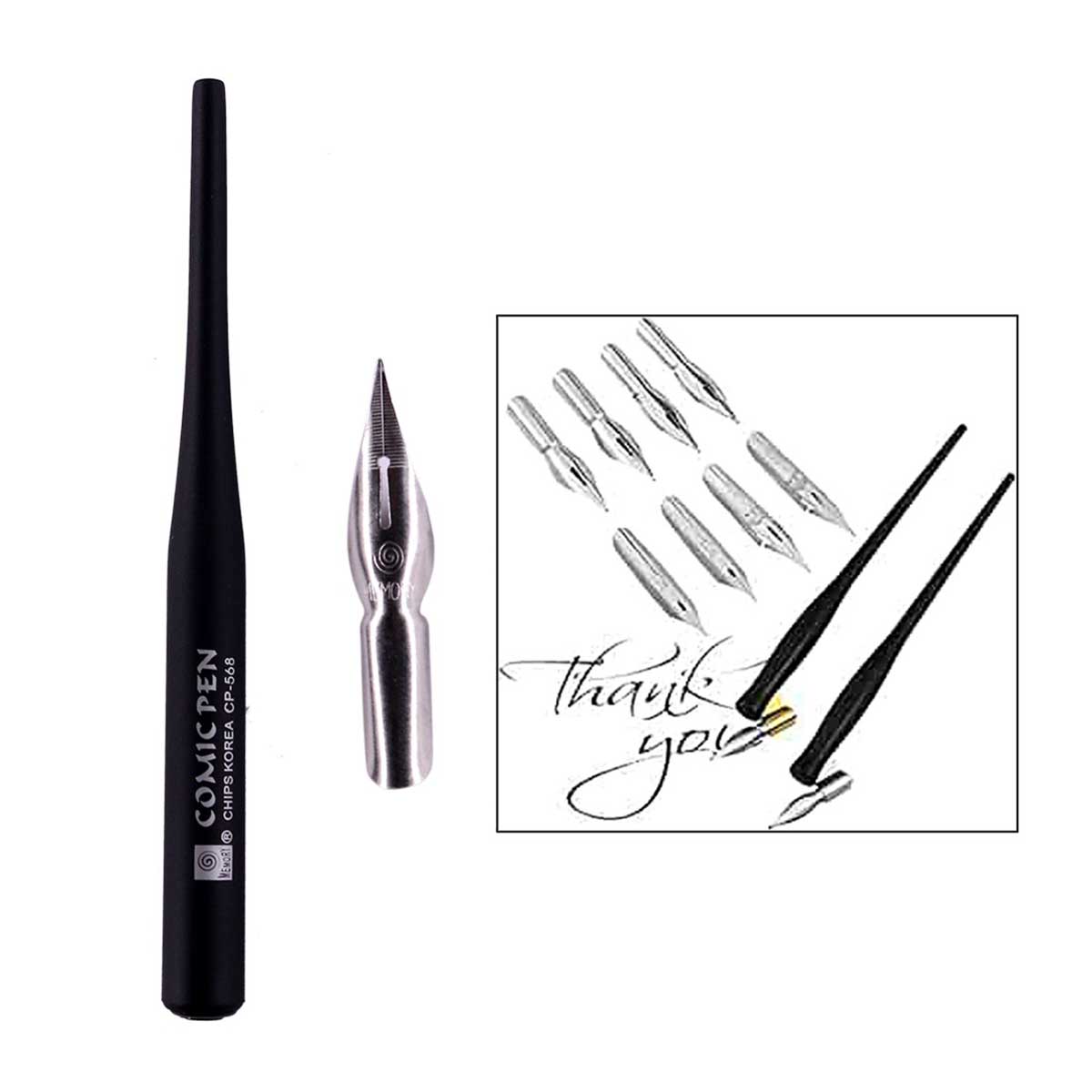 JustKraft Professional Calligraphy Dip Pen Set With 4 Nib Sizes