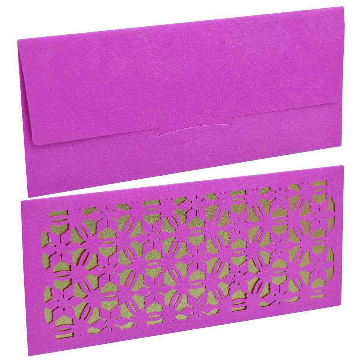 JustKraft Lasercut Shagun Envelopes 18 x 8 cm (Pack of 5) Dark Pink
