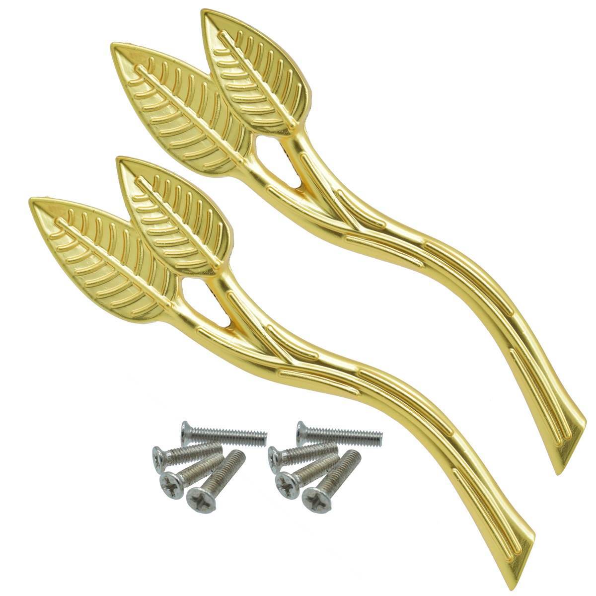 JAGS Leaf Design Brass Tray Handle 96 mm Long Pack of 2 Matt Gold