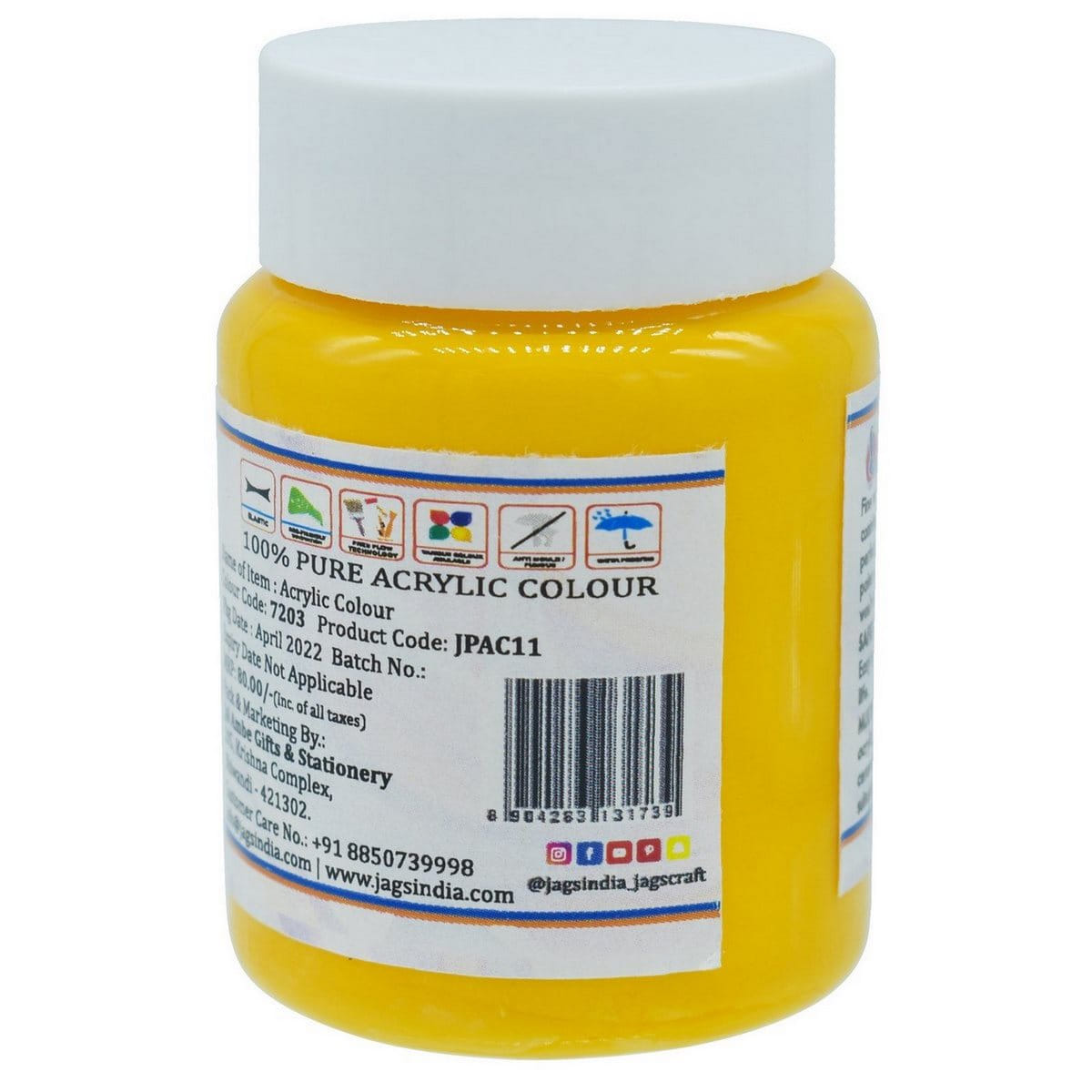 JAGS Premium Acrylic Colour Paint 40 ml Golden Yellow NonFading