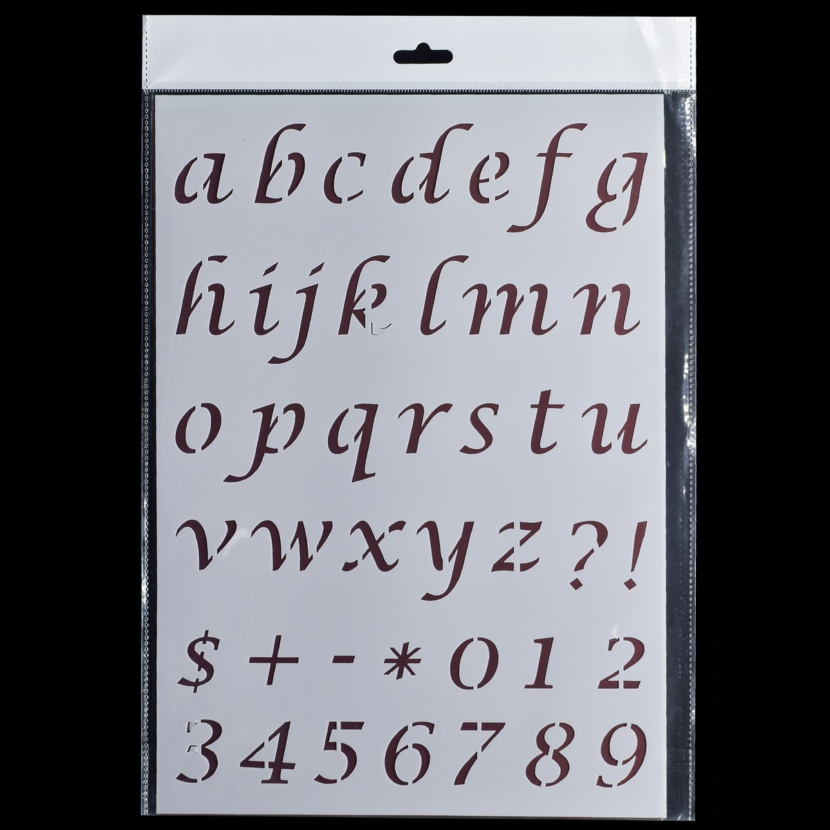 JustKraft Craft Stencil Plastic Size A4 Lowercase Letters and Numbers