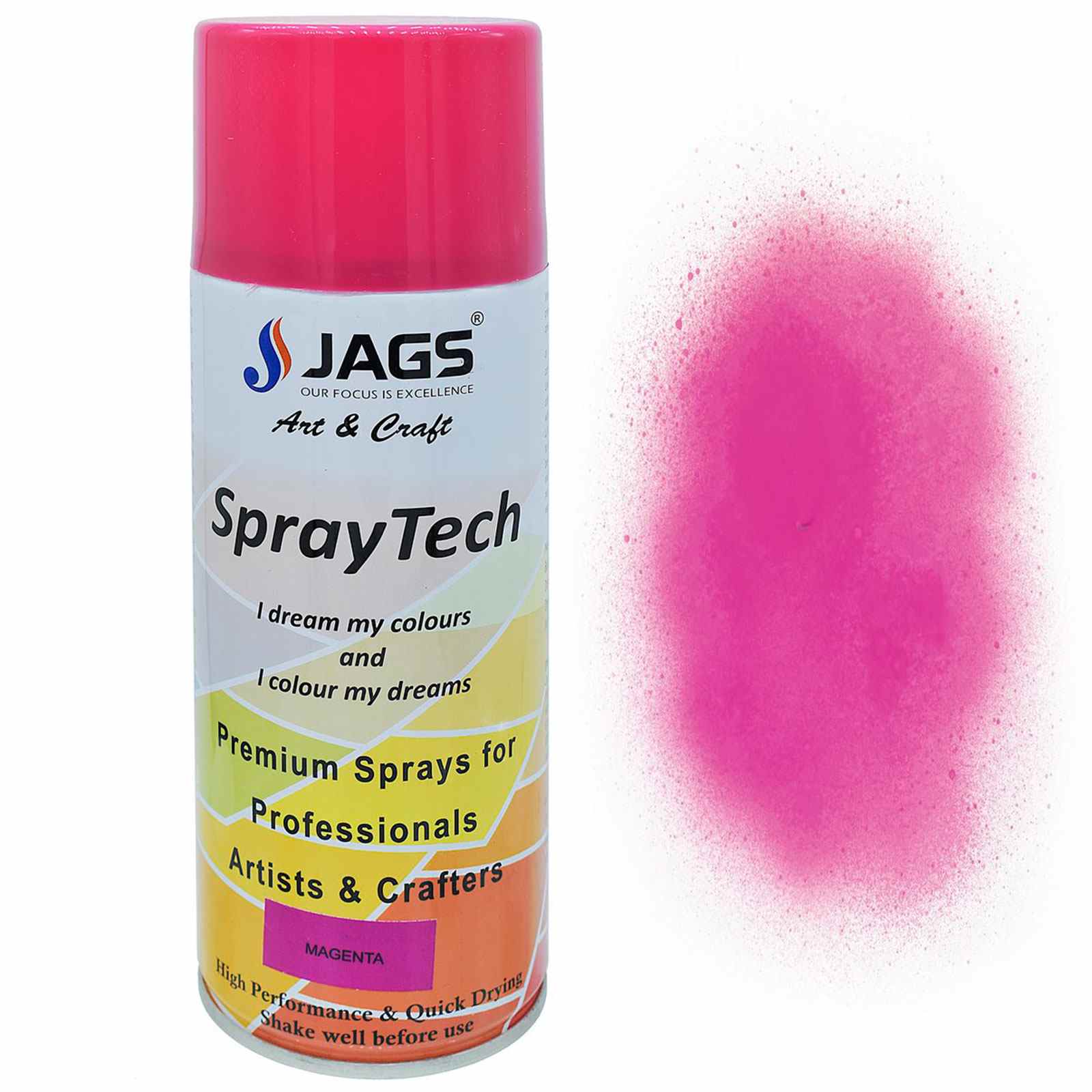 JAGS Spray Paint Quick Dry 400 ml For Professionals & Artists Magenta