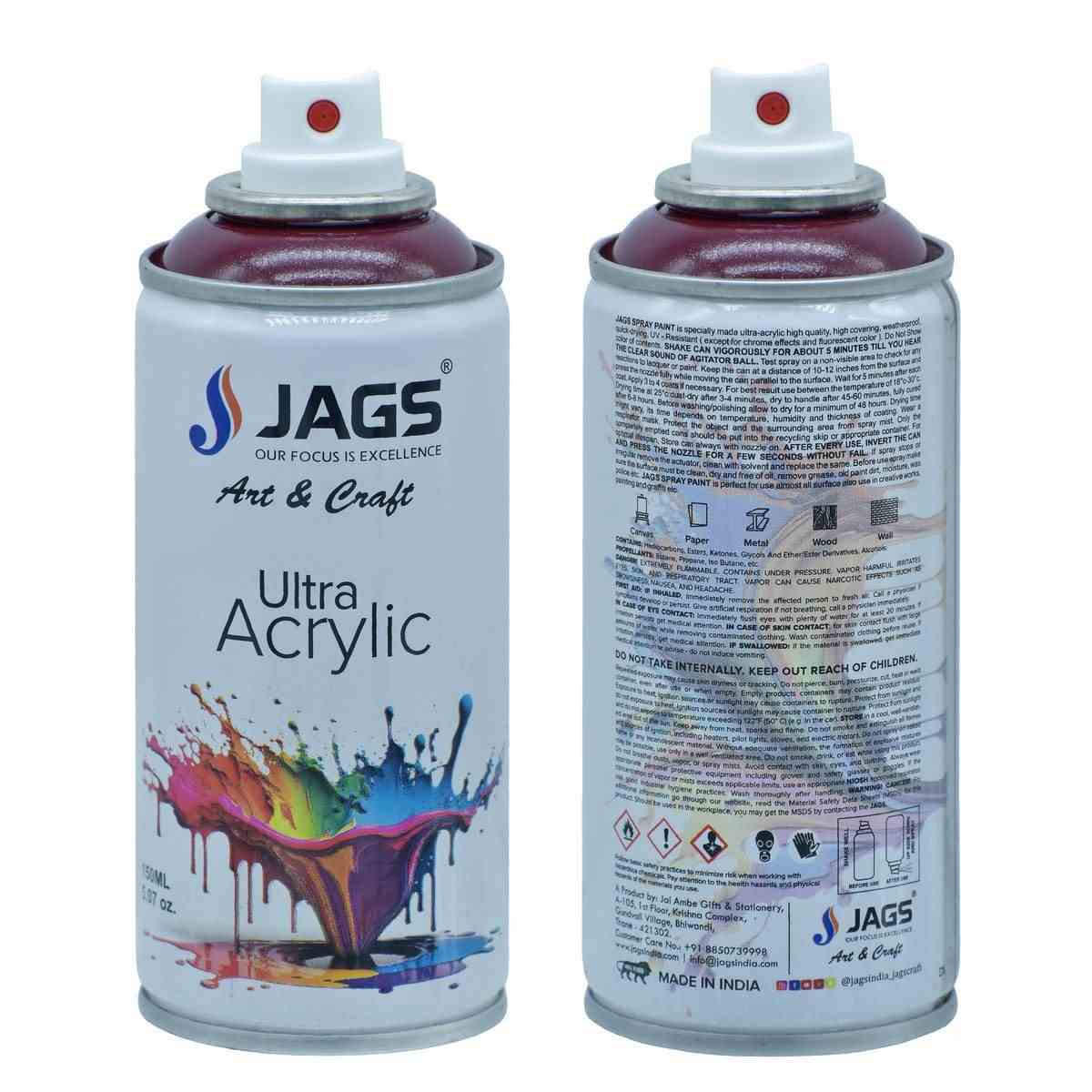 JAGS Ultra Acrylic Spray Paint 150 ml Wine Red For Painting DIY