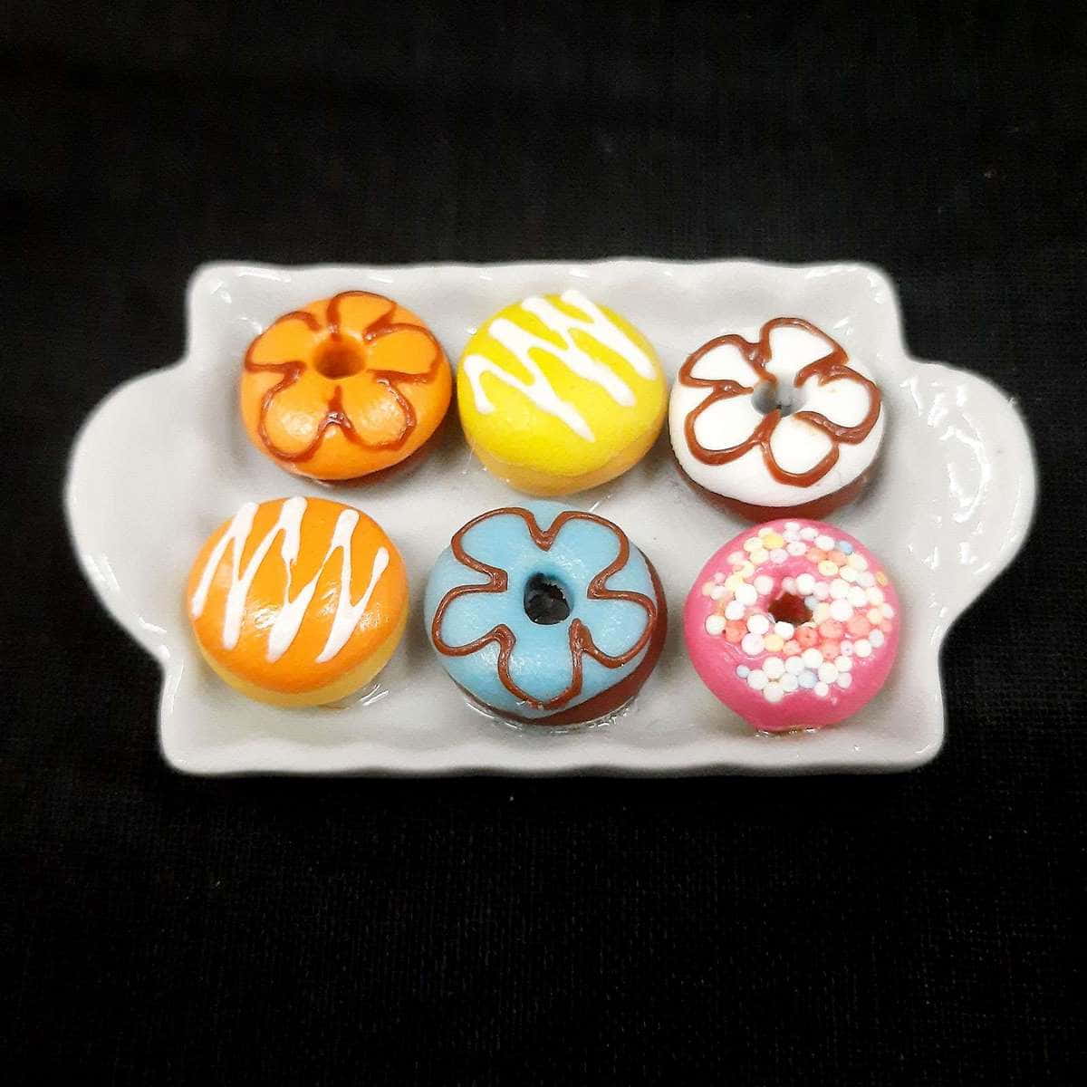 JustKraft Miniature Ceramics Donuts Food plate 3x3x5cm Pack of 1