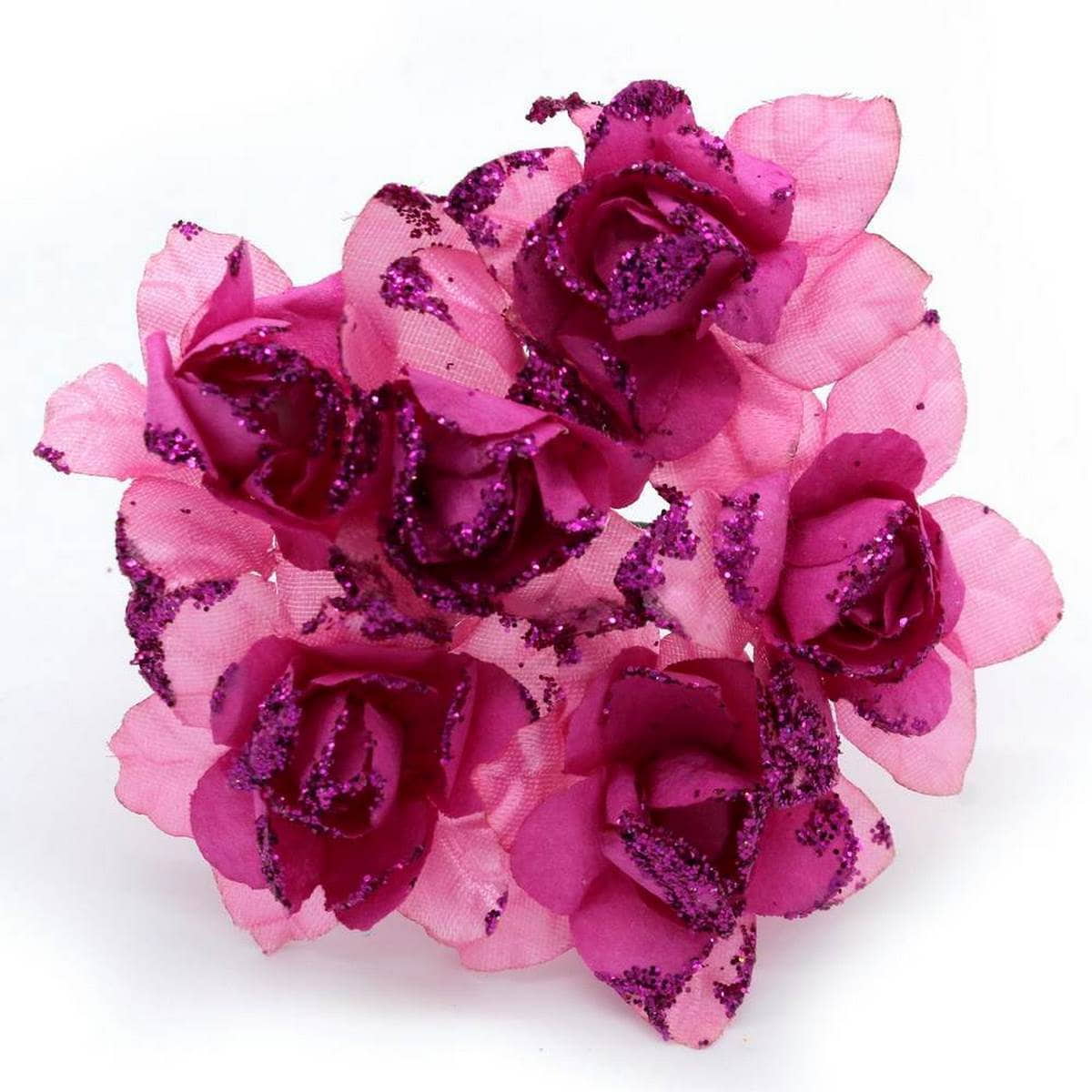 Glitter Artificial Craft Paper Flowers (Pack of 96 pcs) (Size 4 cm) Pink
