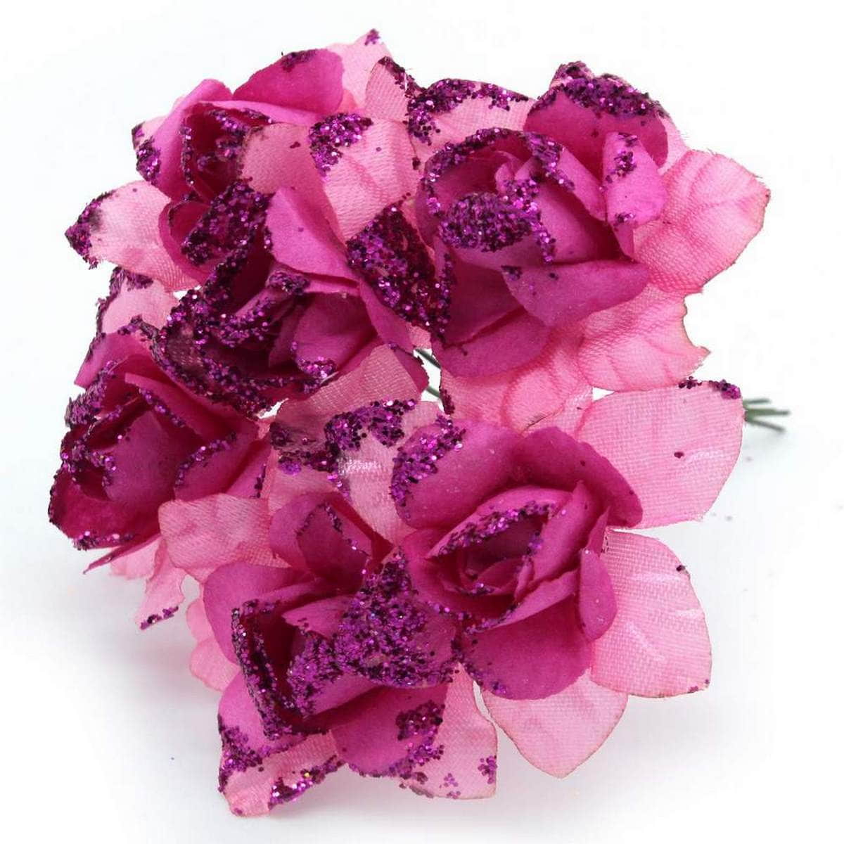 Glitter Artificial Craft Paper Flowers (Pack of 96 pcs) (Size 4 cm) Pink