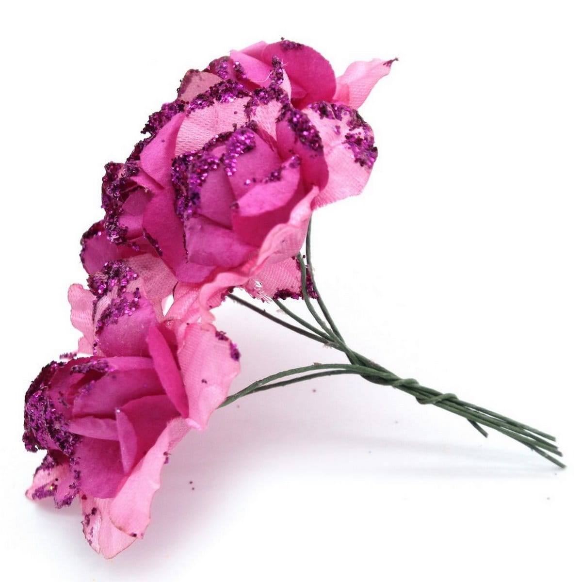 Glitter Artificial Craft Paper Flowers (Pack of 96 pcs) (Size 4 cm) Pink