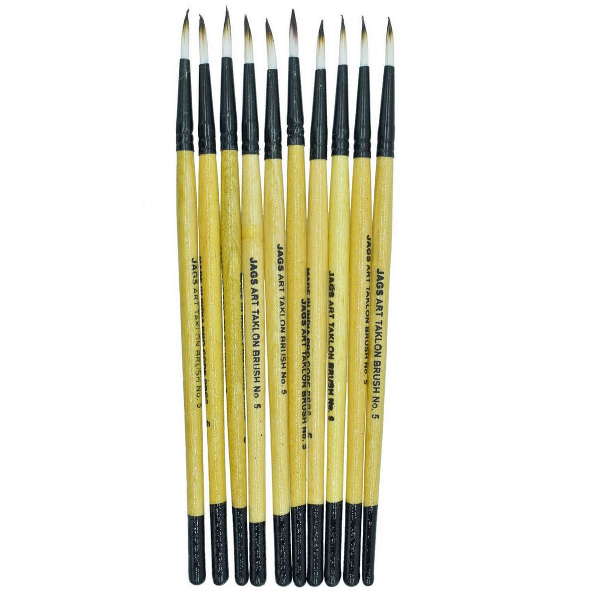 JAGS Round Synthetic Hair Short Handle Painting Brushes Size 5 (Pack