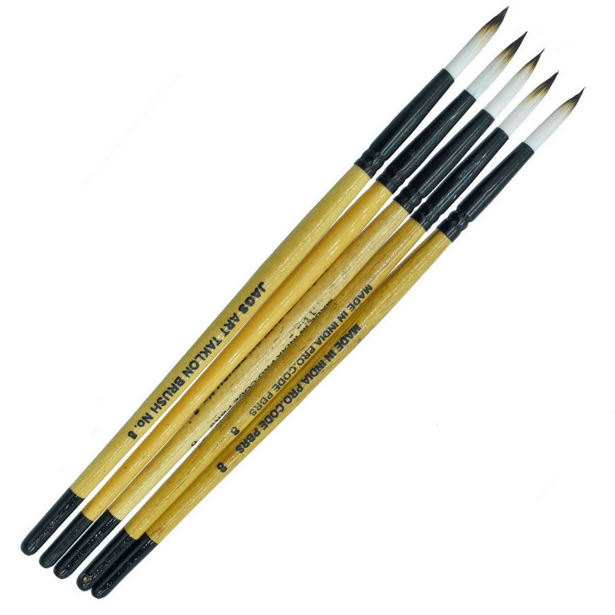 JAGS Round Synthetic Hair Short Handle Painting Brushes Size 8 (Pack