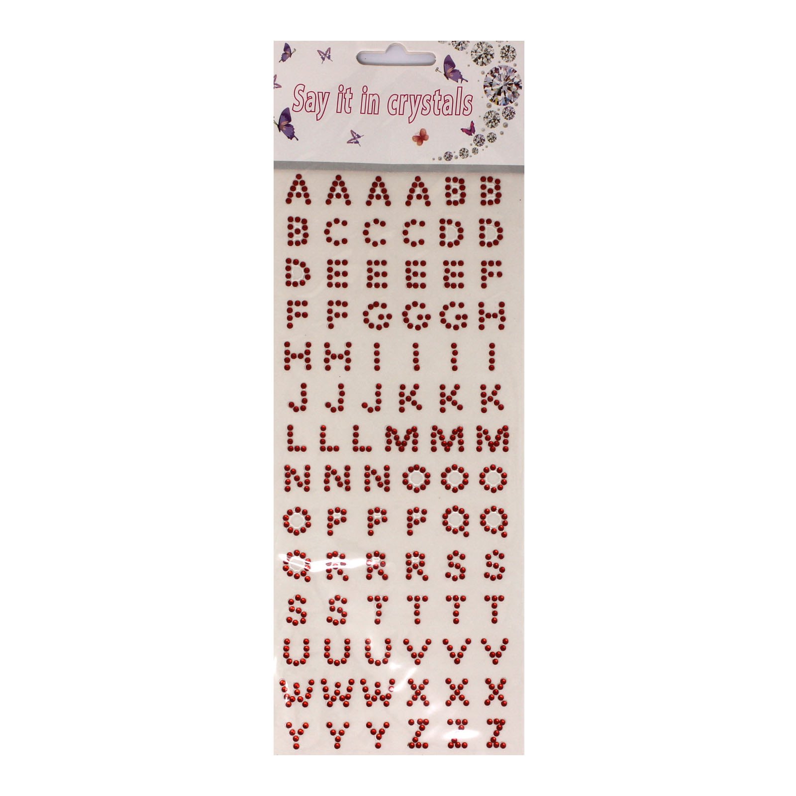 JustKraft SelfAdhesive Stone Alphabets Stickers For Craft Size 10 mm Red