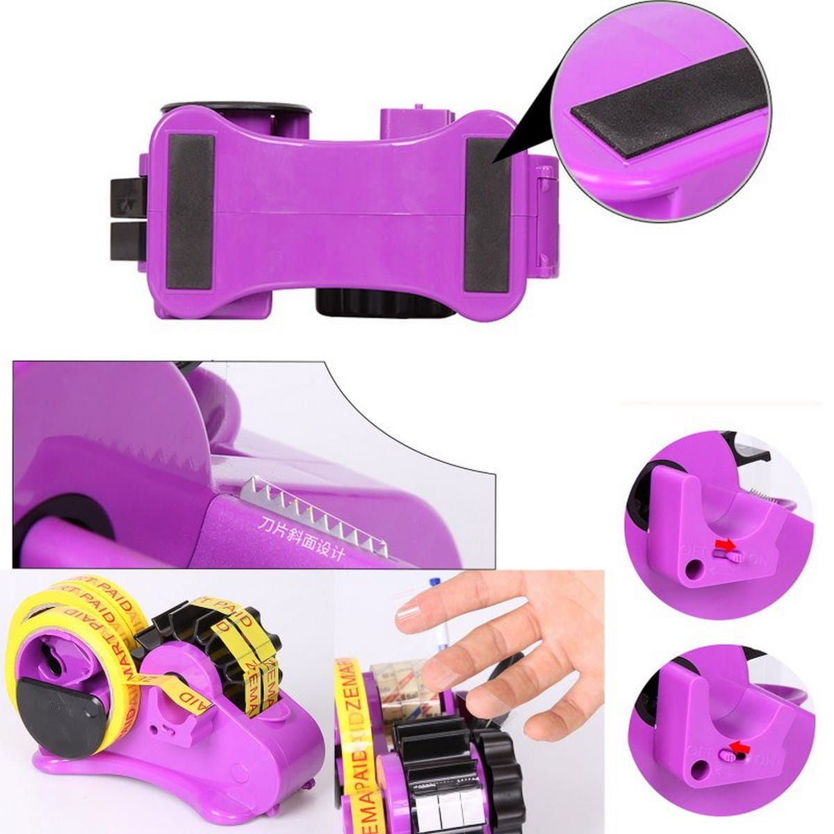 3In1 Tape Dispenser (Size 46MM) For School Office & Store (Pink)